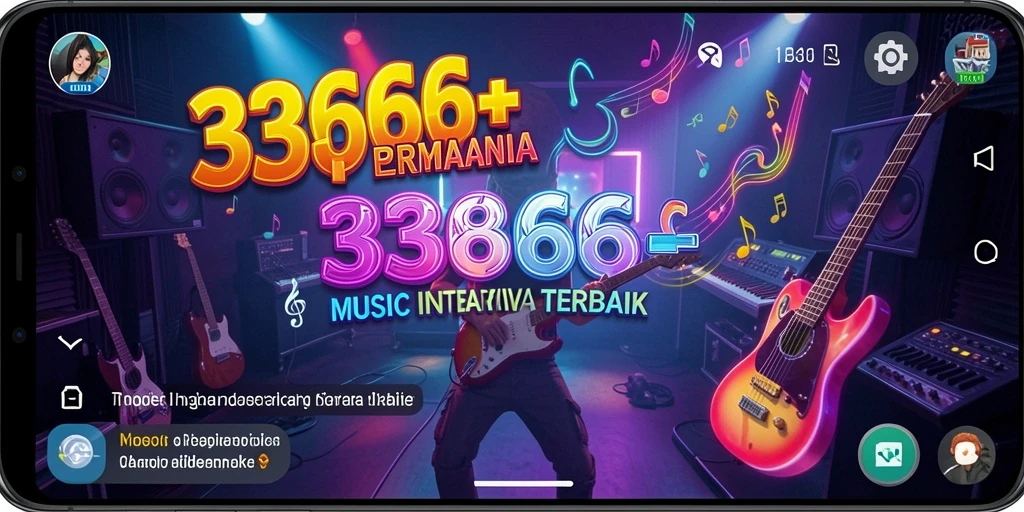 Tampilan gameplay interaktif dalam 333666 yang menampilkan alat musik.