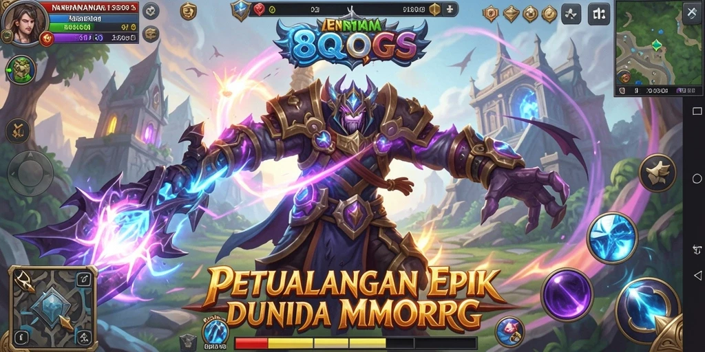 Tangkapan layar gameplay 8QR yang menunjukkan aksi pertempuran seru dalam MMORPG.