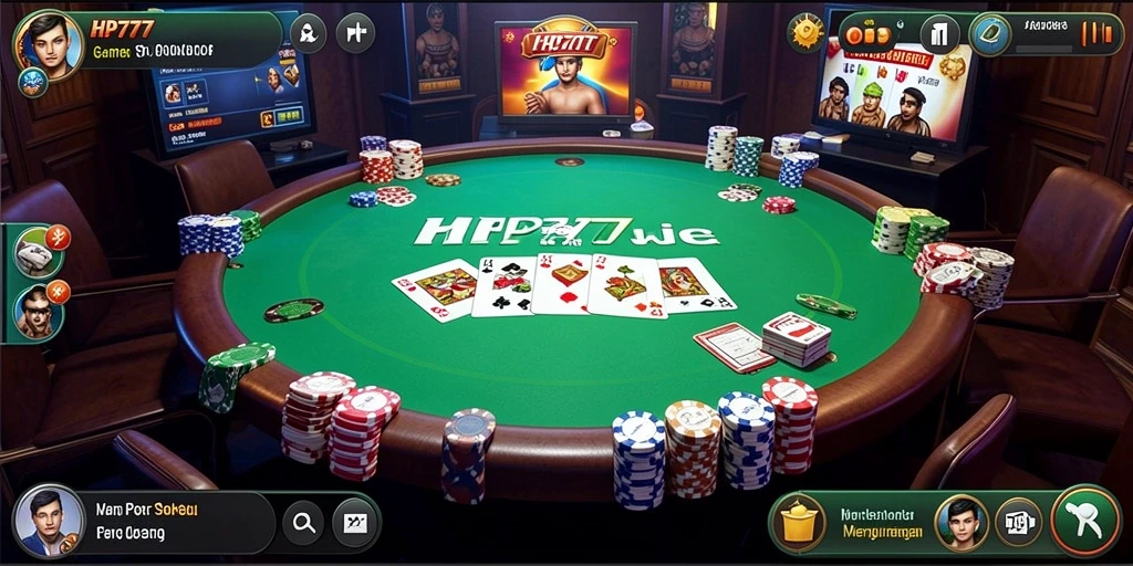 Tangkapan layar gameplay Poker HP777 yang menegangkan.