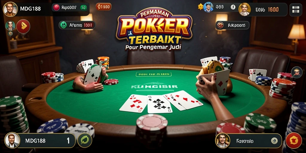 Screenshot gameplay MDG188 menampilkan suasana poker yang mendebarkan.