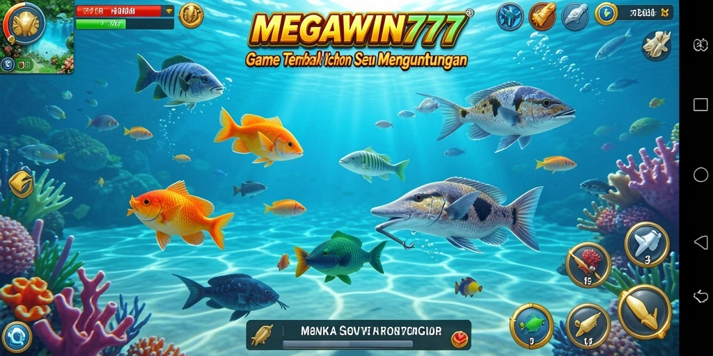 Tampilan gameplay seru di MEGAWIN777 saat menembak ikan.