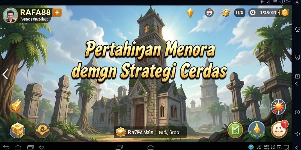 Screenshot gameplay RAFA88 dengan menara dan strategi pertahanan.
