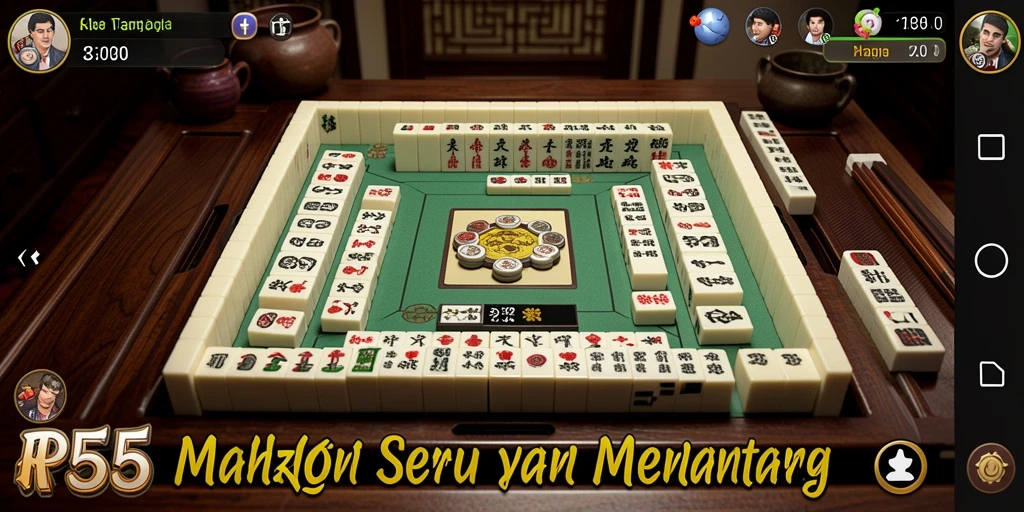 Tampilan gameplay RP55 yang menarik dan seru saat bermain Mahjong.