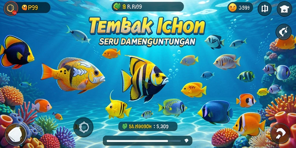 Screenshot utama RP99 dengan aksi seru Tembak Ikan.