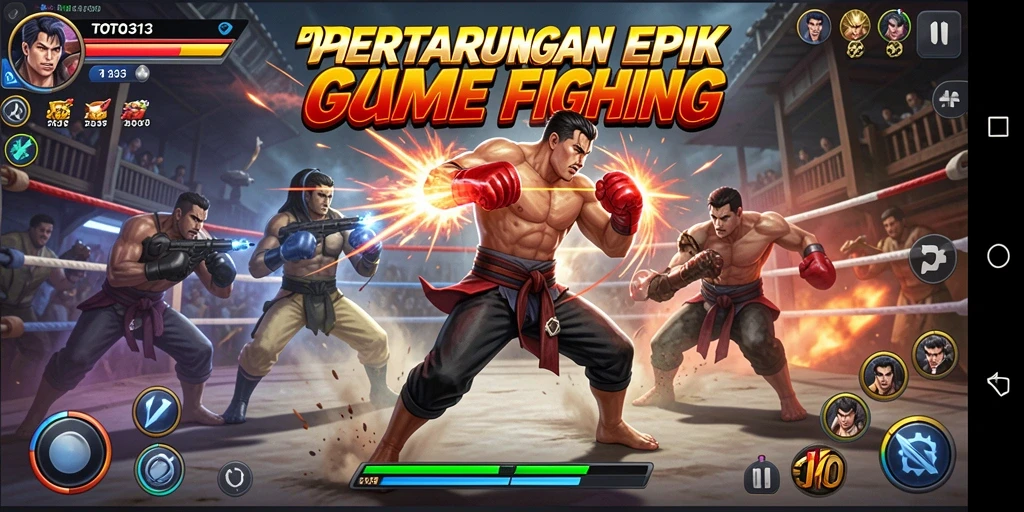 Tampilan gameplay TOTO313 yang intens dalam pertarungan Fighting.